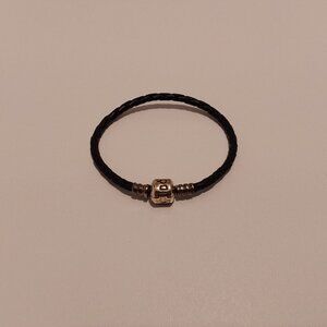 PANDORA Black Leather Rope Bracelet - small